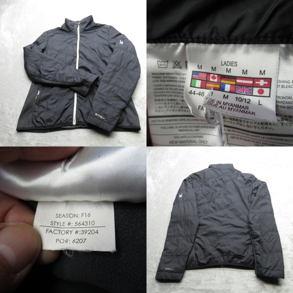 Spyder Jacket Women Medium Blue Glissade Insulated Quilted Full Zip Puffer